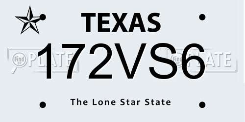 172VS6 Texas License Plate