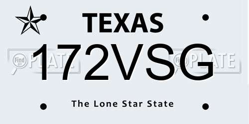172VSG Texas License Plate