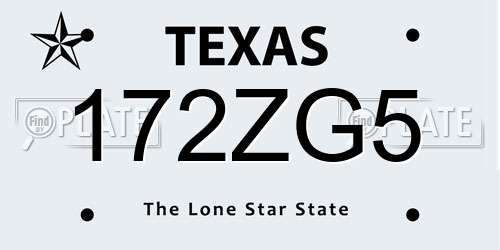 172ZG5 Texas License Plate
