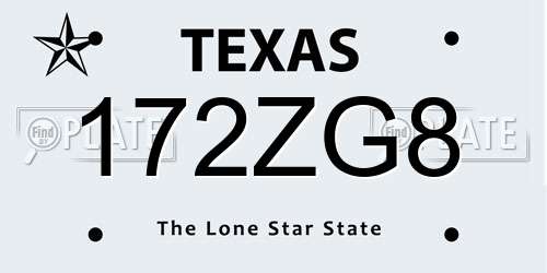 172ZG8 Texas License Plate