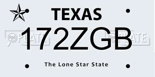 172ZGB Texas License Plate