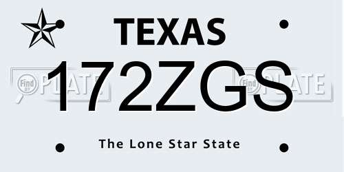 172ZGS Texas License Plate