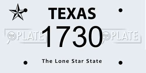 1730 Texas License Plate