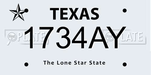 1734AY Texas License Plate