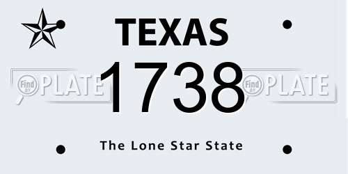 1738 Texas License Plate