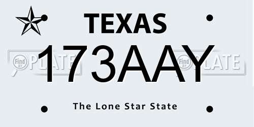 173AAY Texas License Plate