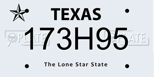 173H95 Texas License Plate