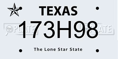 173H98 Texas License Plate