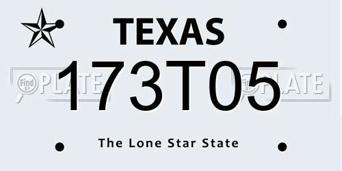 173T05 Texas License Plate