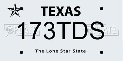 173TDS Texas License Plate