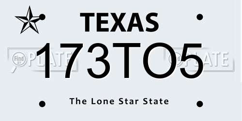 173TO5 Texas License Plate