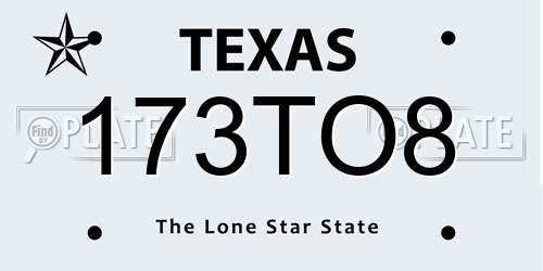 173TO8 Texas License Plate