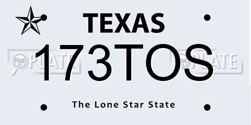 173TOS Texas License Plate