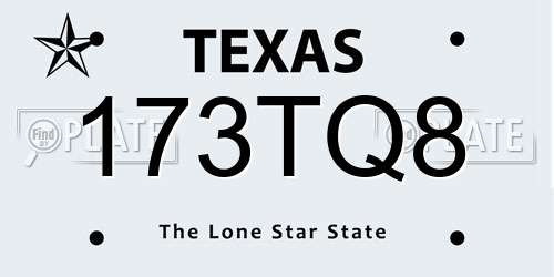 173TQ8 Texas License Plate