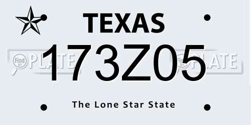 173Z05 Texas License Plate