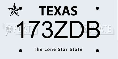 173ZDB Texas License Plate