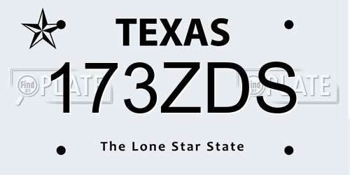 173ZDS Texas License Plate