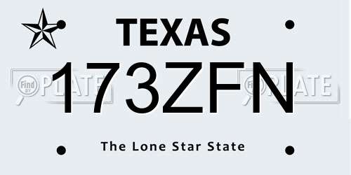 173ZFN Texas License Plate