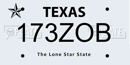 173ZOB Texas License Plate