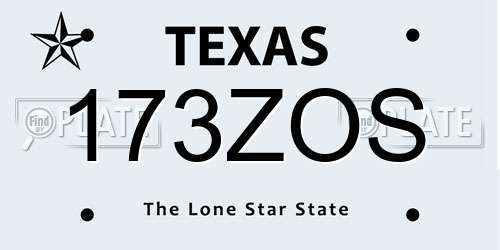 173ZOS Texas License Plate