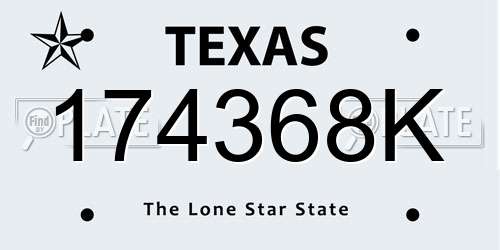 174368K Texas License Plate