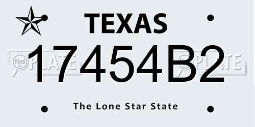17454B2 Texas License Plate