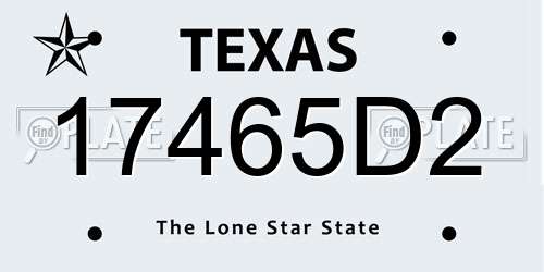 17465D2 Texas License Plate