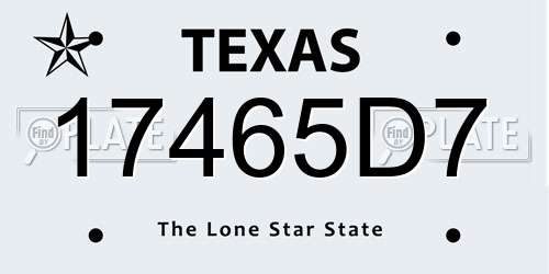 17465D7 Texas License Plate
