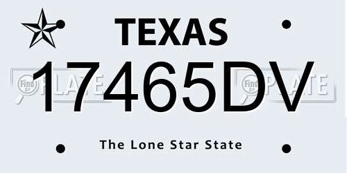 17465DV Texas License Plate