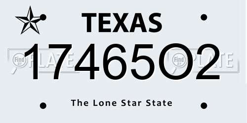 17465O2 Texas License Plate