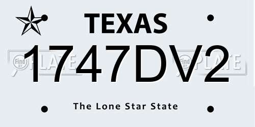 1747DV2 Texas License Plate