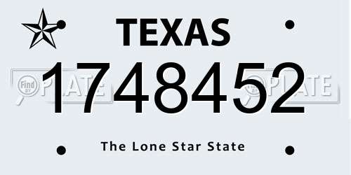 1748452 Texas License Plate