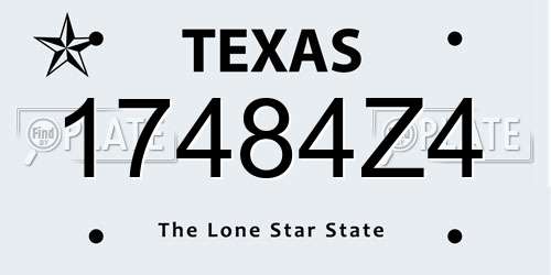 17484Z4 Texas License Plate