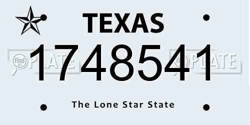 1748541 Texas License Plate