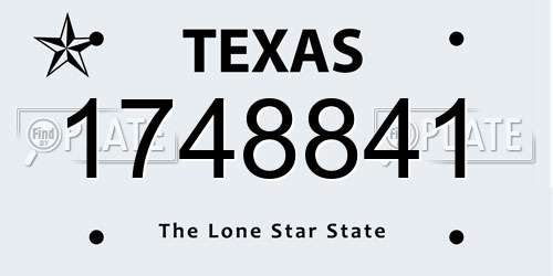 1748841 Texas License Plate