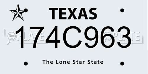 174C963 Texas License Plate