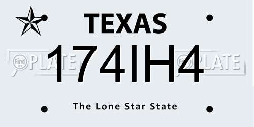 174IH4 Texas License Plate
