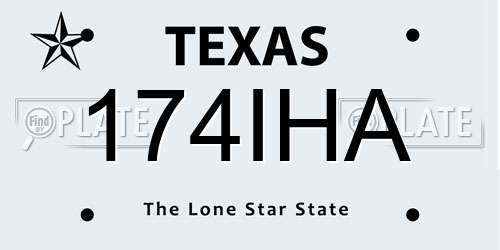 174IHA Texas License Plate