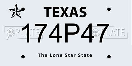 174P47 Texas License Plate