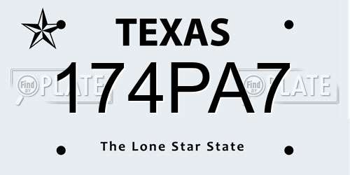 174PA7 Texas License Plate