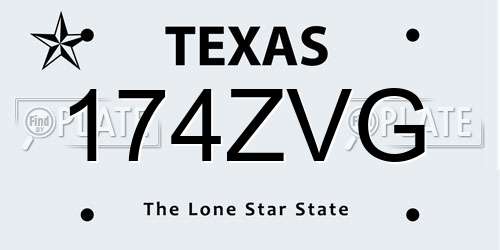 174ZVG Texas License Plate