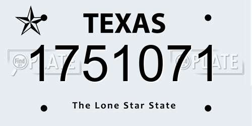 1751071 Texas License Plate