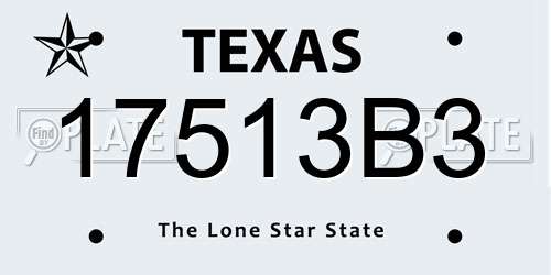 17513B3 Texas License Plate