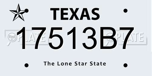 17513B7 Texas License Plate