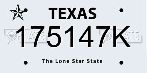 175147K Texas License Plate