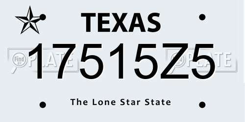 17515Z5 Texas License Plate