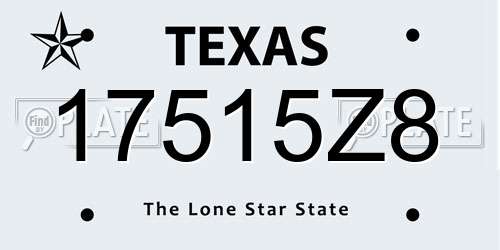 17515Z8 Texas License Plate