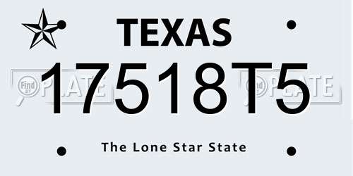 17518T5 Texas License Plate