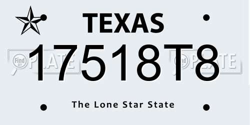 17518T8 Texas License Plate