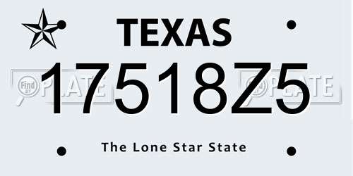 17518Z5 Texas License Plate